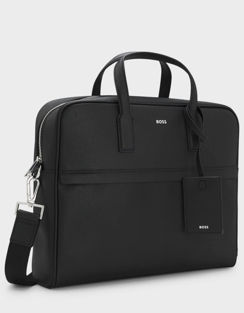 BOSS Orange Zair Mens Document Case with Foil-Print Logo - Black 001