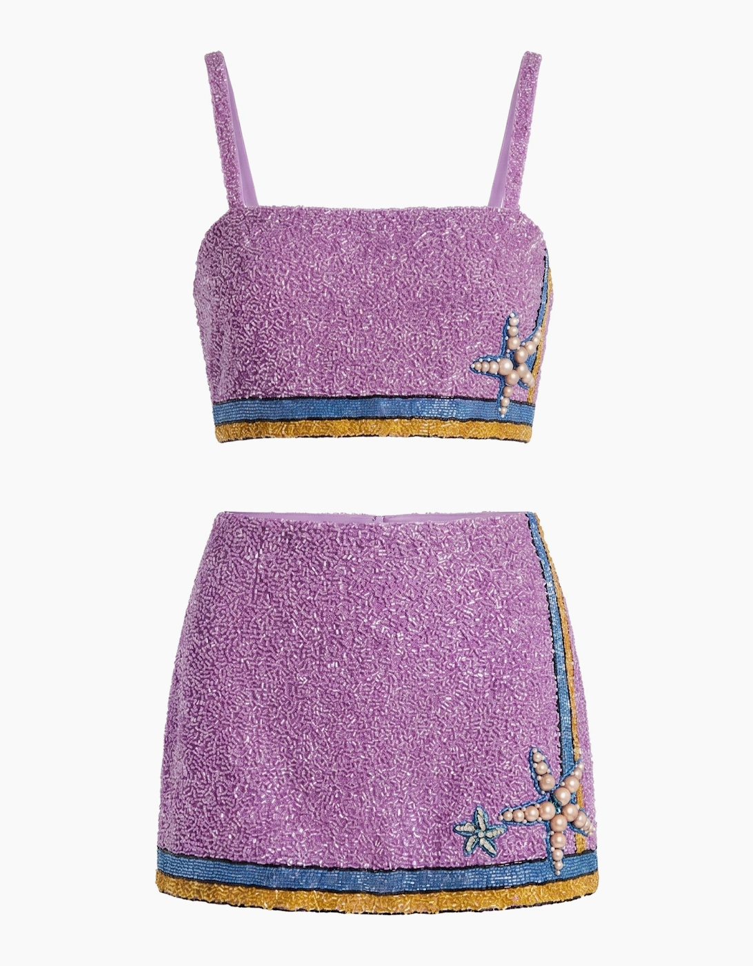Monni Purple Co-ord Hand Embroidered Crystal Top Only
