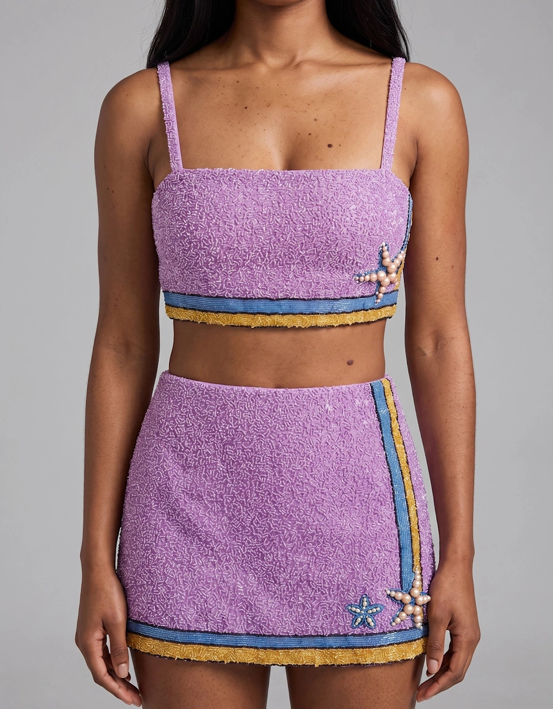 Monni Purple Co-ord Hand Embroidered Crystal Top Only, 8 of 7