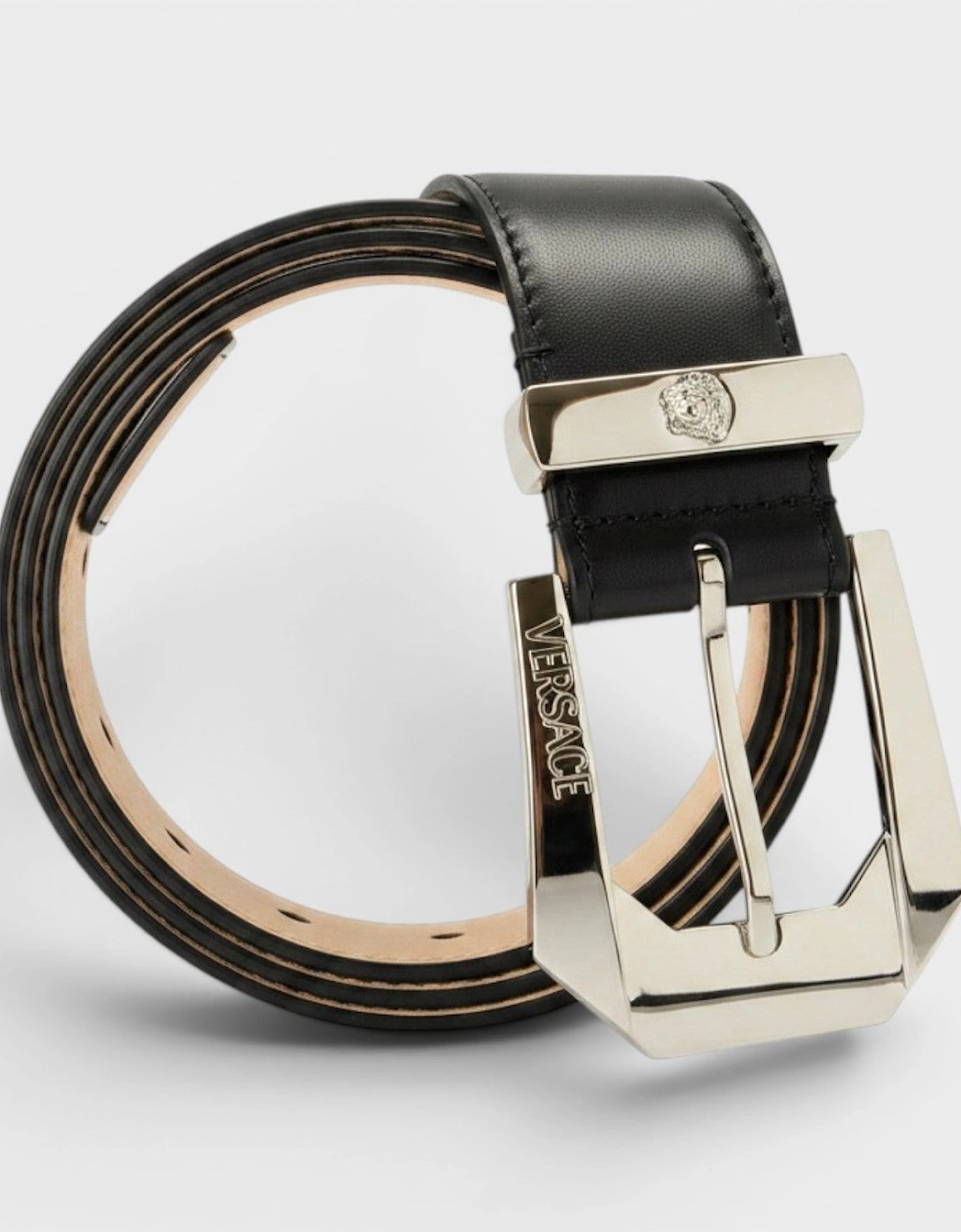Versace Versace Women's Leather Medusa Buckle Black Silver
