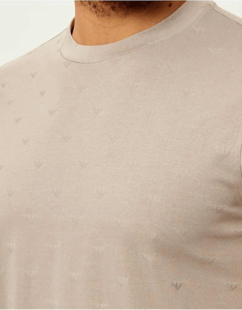 Micro Eagle All Over Slim Fit Beige T-Shirt