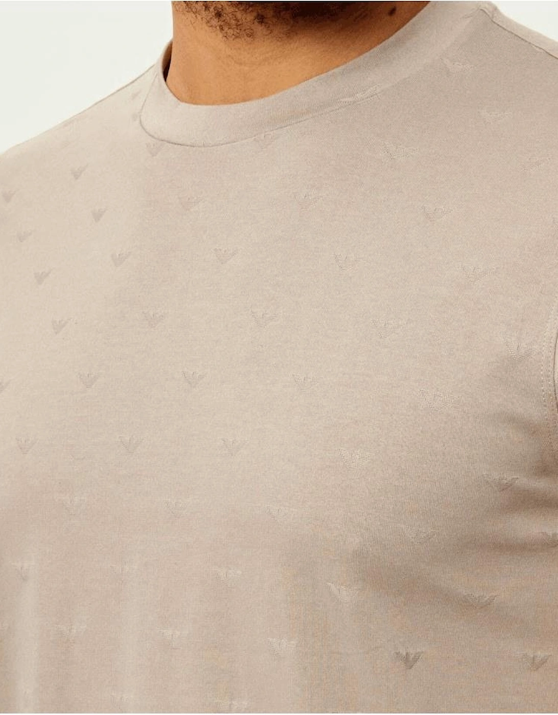 Micro Eagle All Over Slim Fit Beige T-Shirt