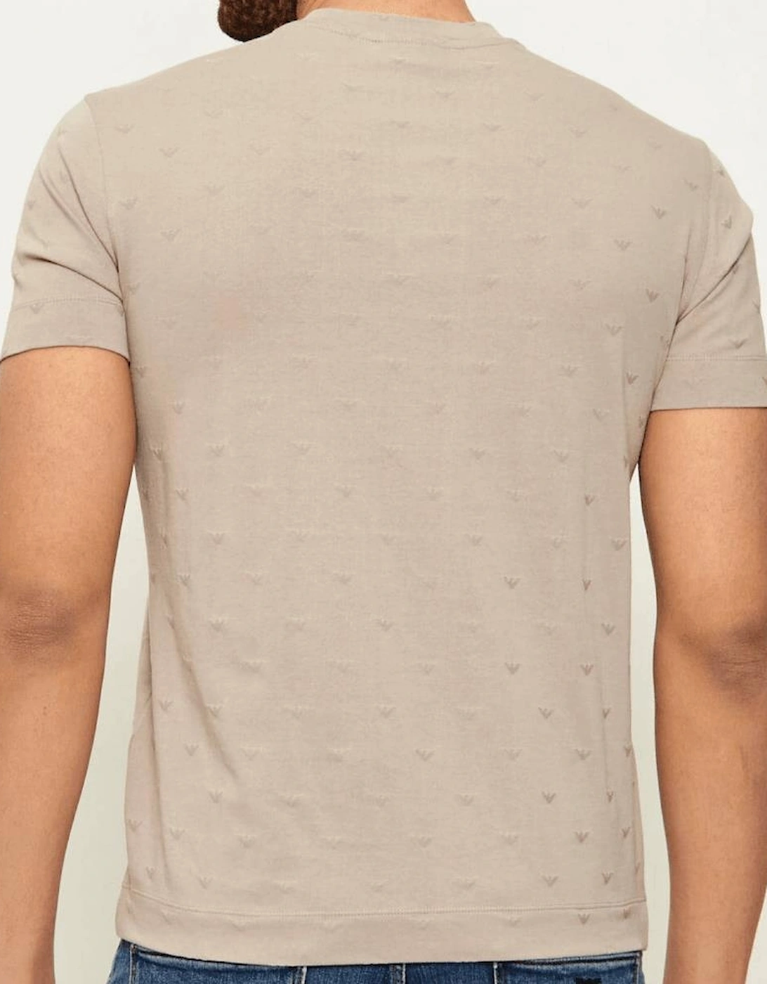 Micro Eagle All Over Slim Fit Beige T-Shirt