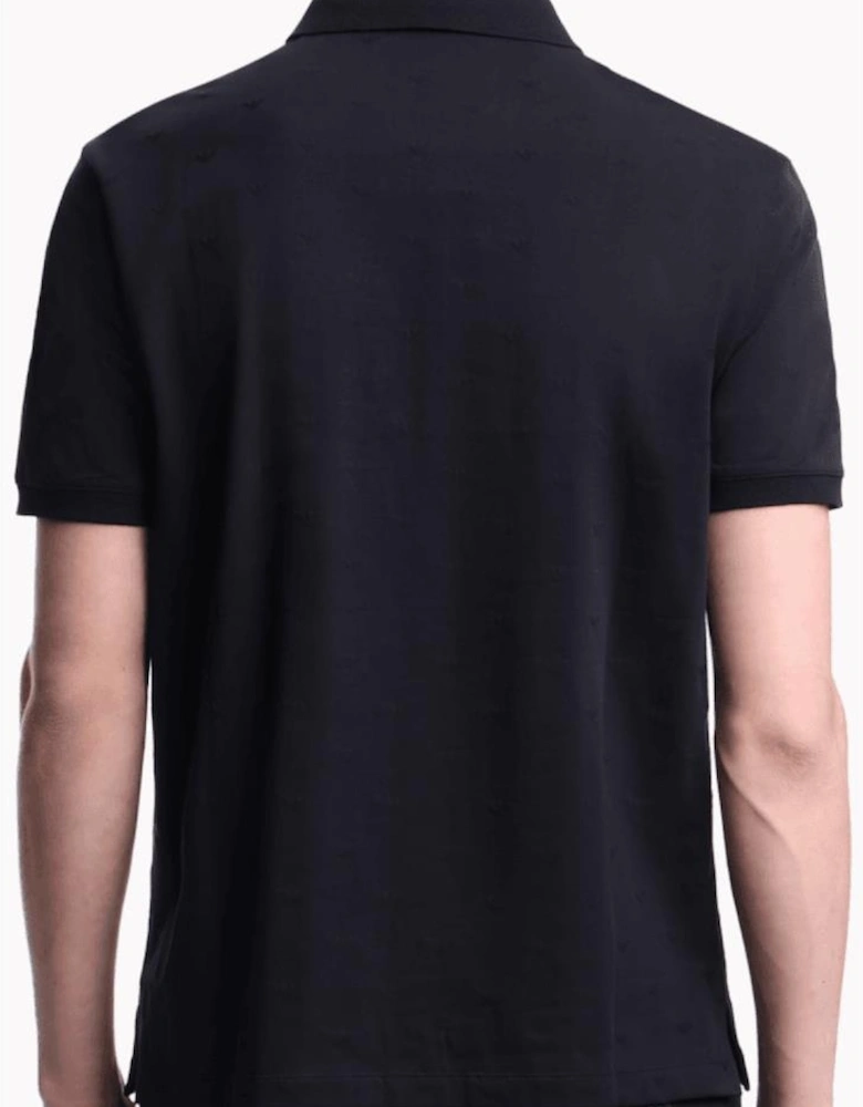 Micro Eagle All Over Slim Fit Navy Polo Shirt