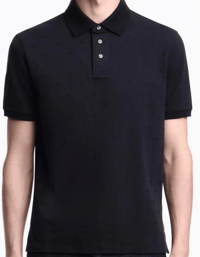 Micro Eagle All Over Slim Fit Navy Polo Shirt