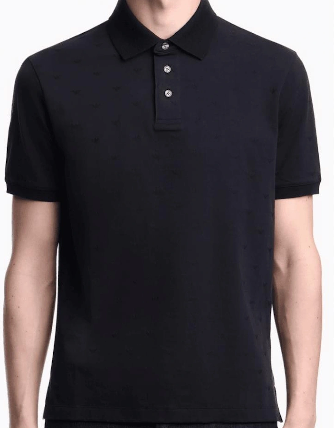 Micro Eagle All Over Slim Fit Navy Polo Shirt