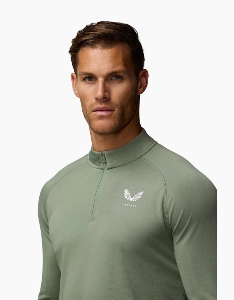Castore Adapt Training 1/4 Zip Top Polyester Men's Green Activewear T-Shirts