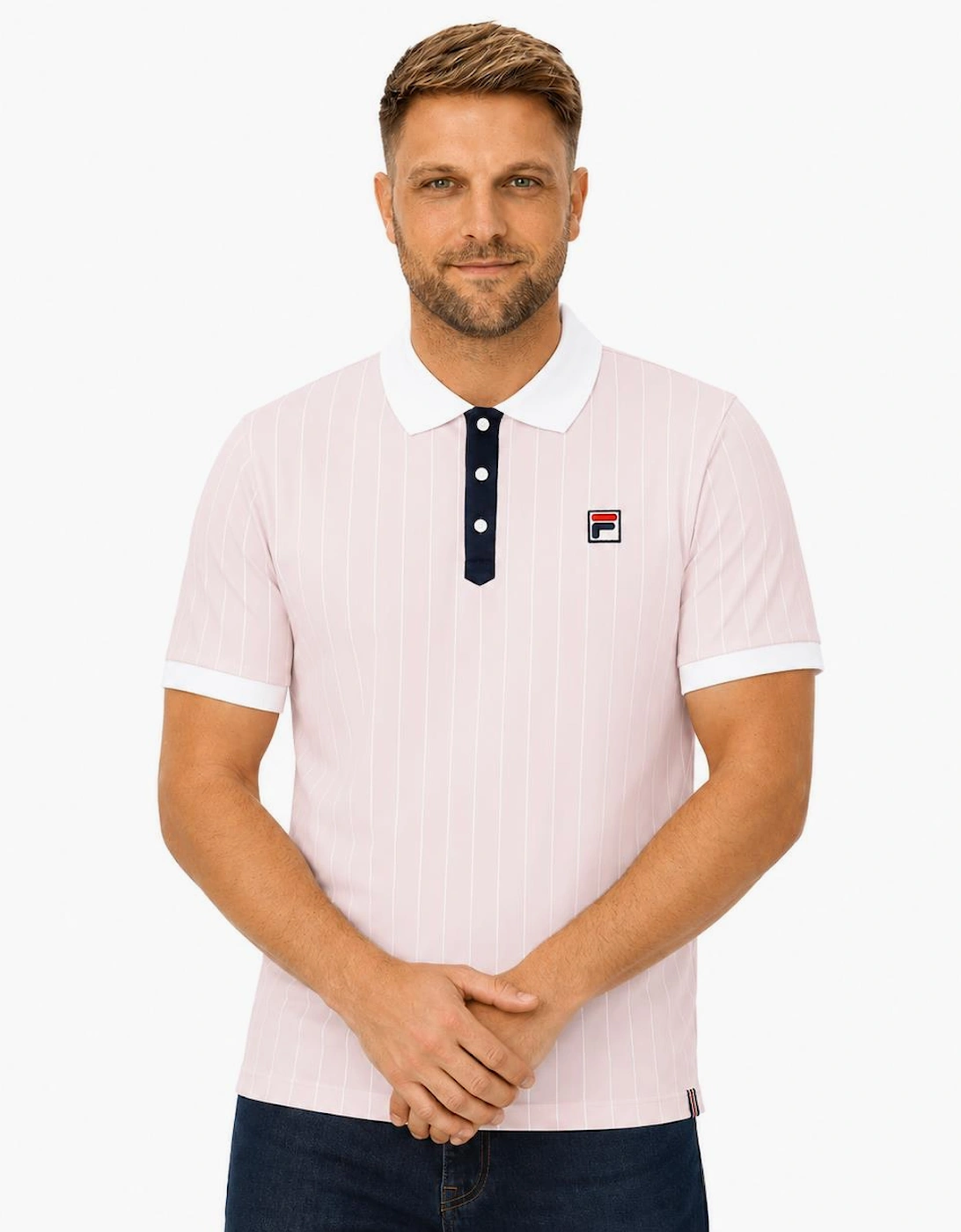 Fila BB1 Classic Striped Polo Shirt Pale Lilac/White/Fila Navy