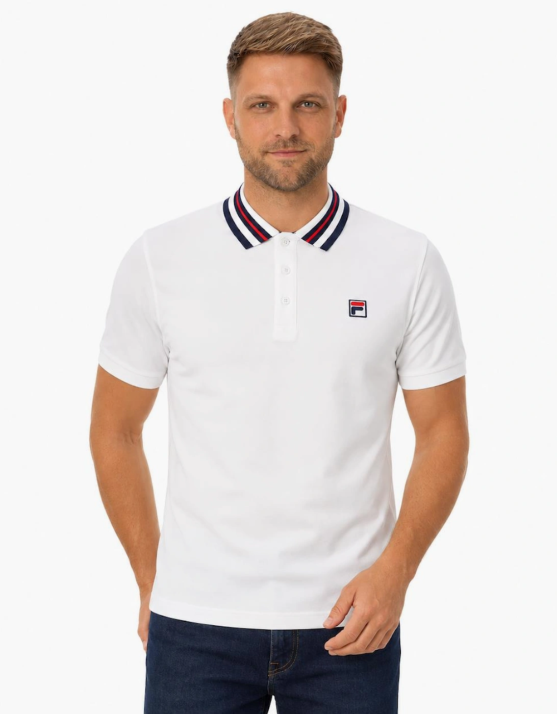 Fila Achille Heritage Contrast Collar Basic Polo Shirt Gardenia