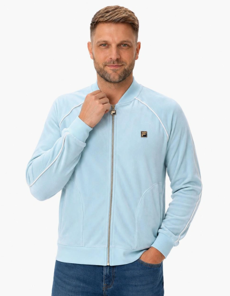 Fila Gold Fella Velour Track Top Jacket Sterling Blue/Coconut Milk