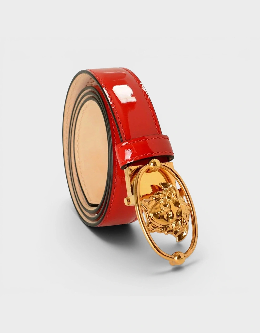Versace Versace Women's Belt Patent Leather Medusa Gold Red