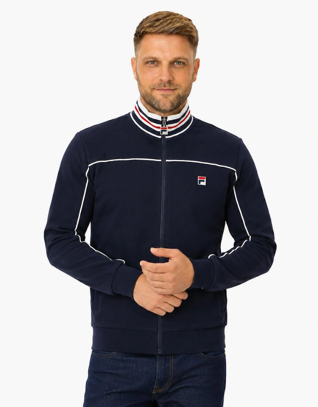 Fila Federico Tipped Neck Track Top Jacket Fila Navy