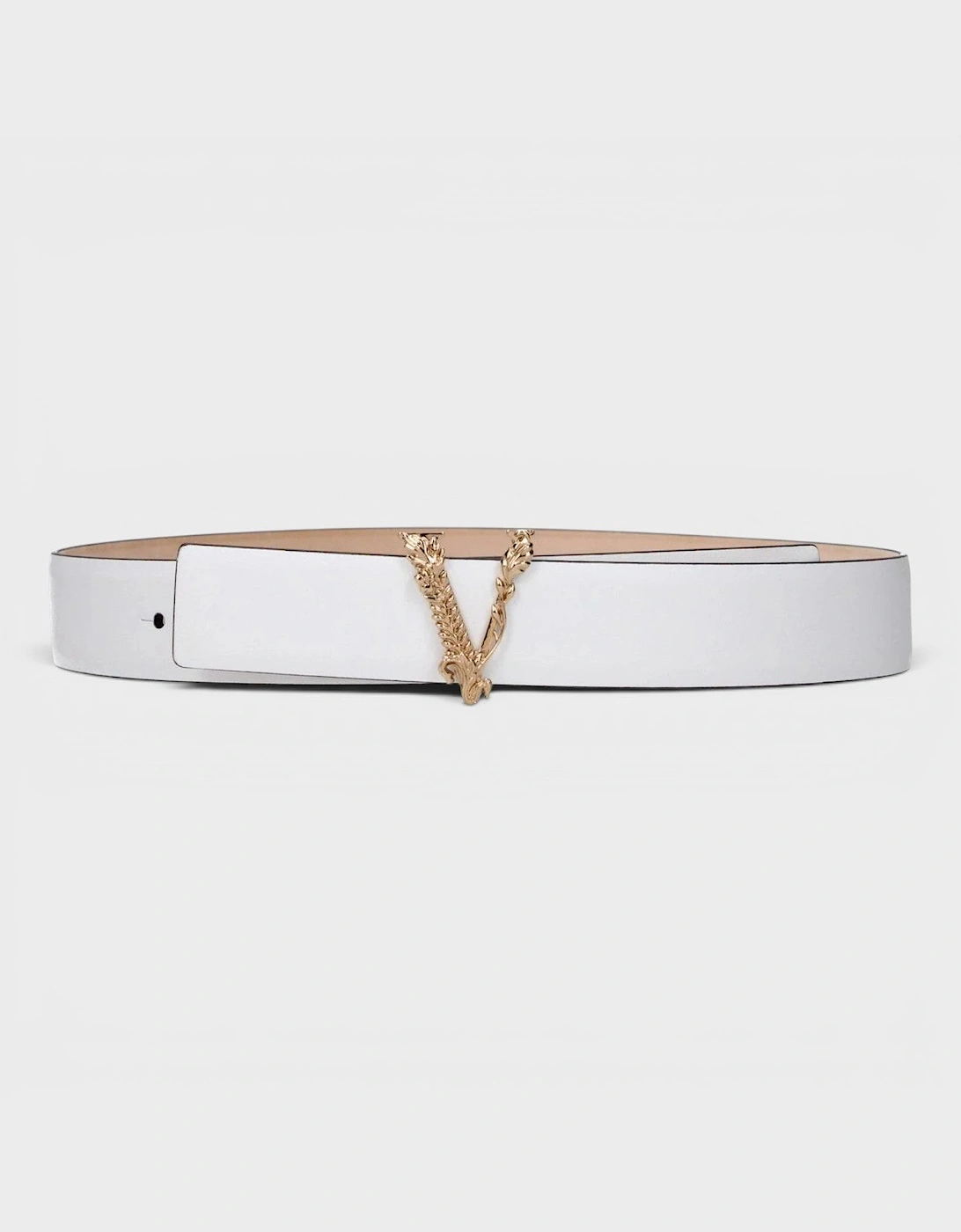 Versace Women's White Virtus Belt Calf Leather Gold - Size: 90Cm
