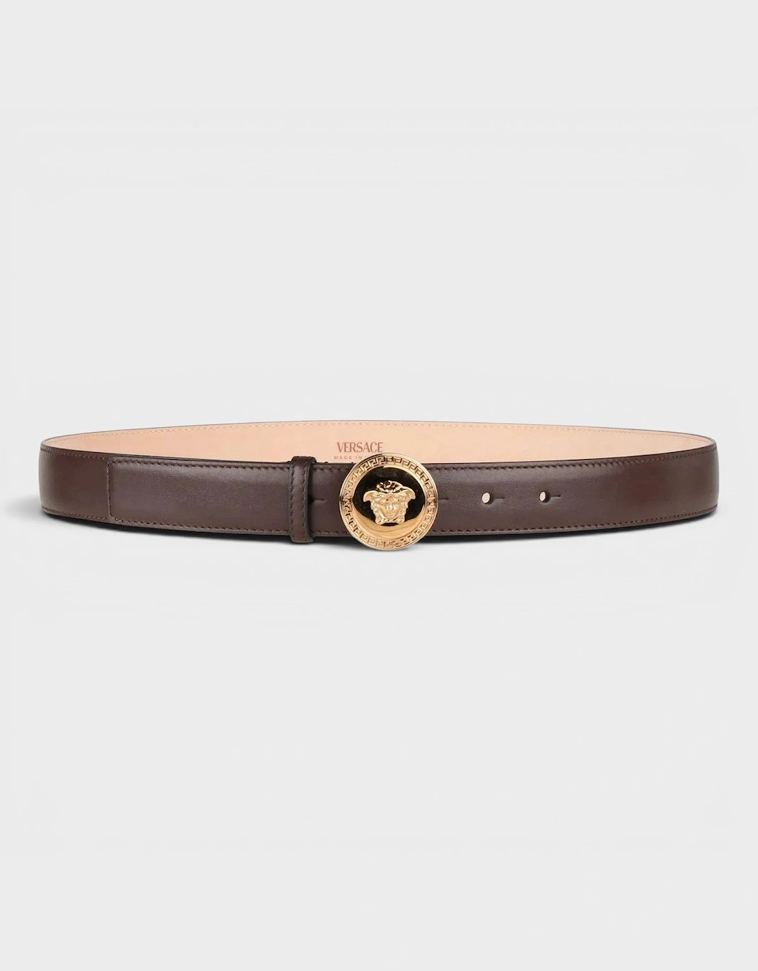Belt Calf Leather Medusa Gold Brown