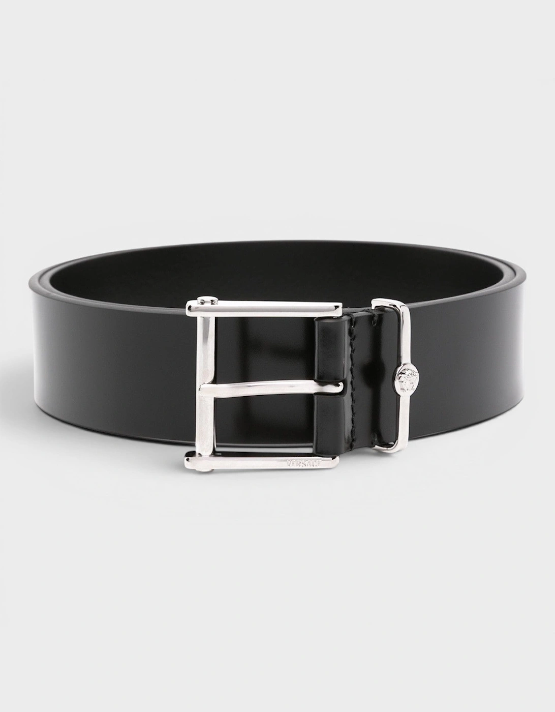 Logo Belt Calf Leather Black Silver, 3 of 2