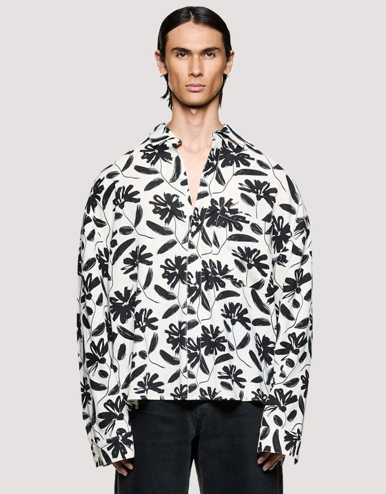 Box Fit Floral Linen Dress Shirt