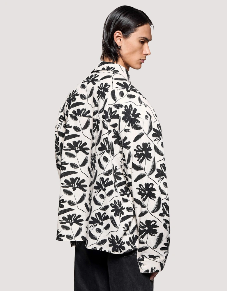 Box Fit Floral Linen Dress Shirt