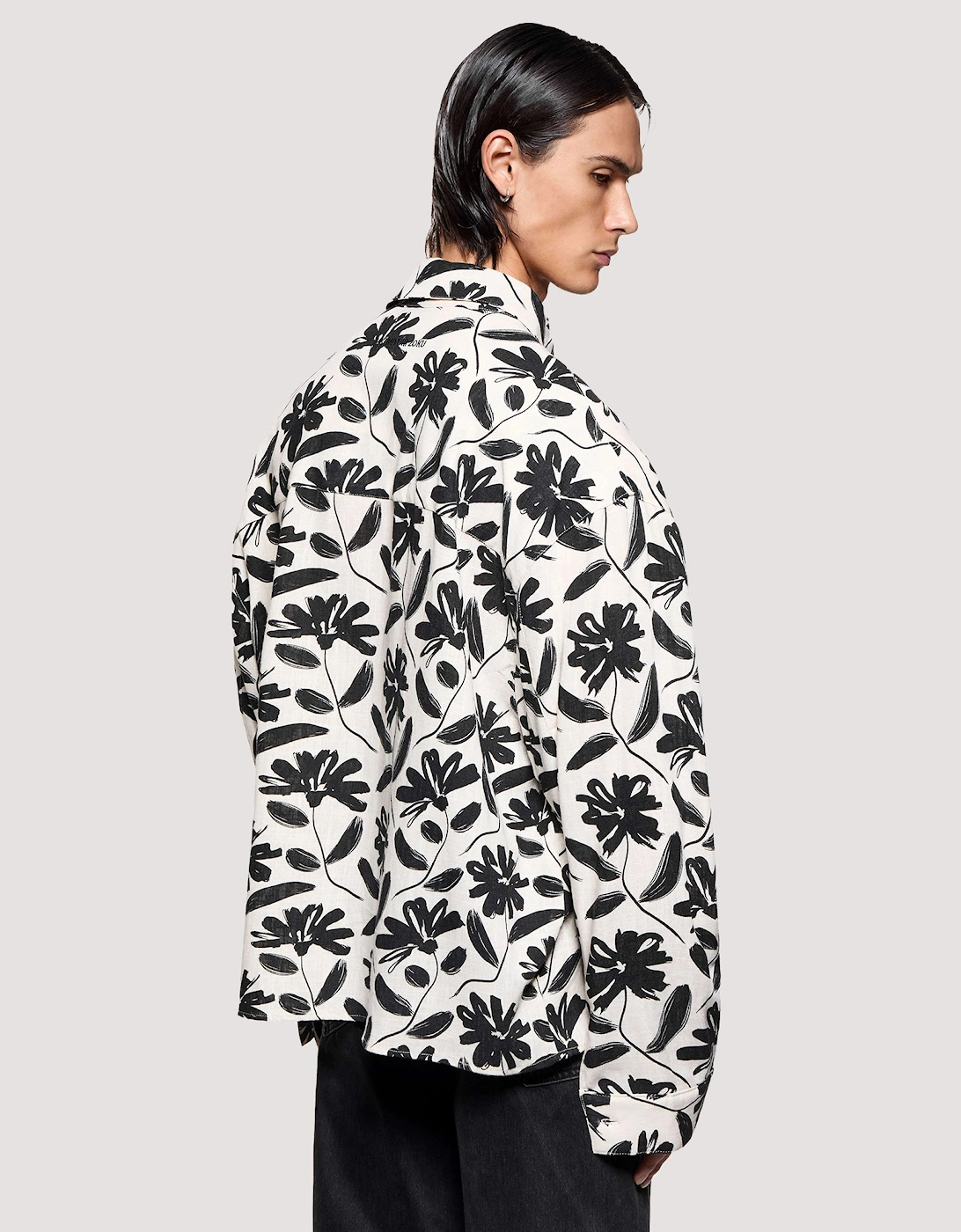 Box Fit Floral Linen Dress Shirt