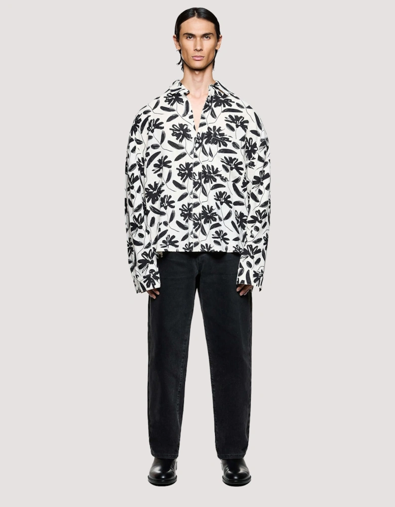 Box Fit Floral Linen Dress Shirt
