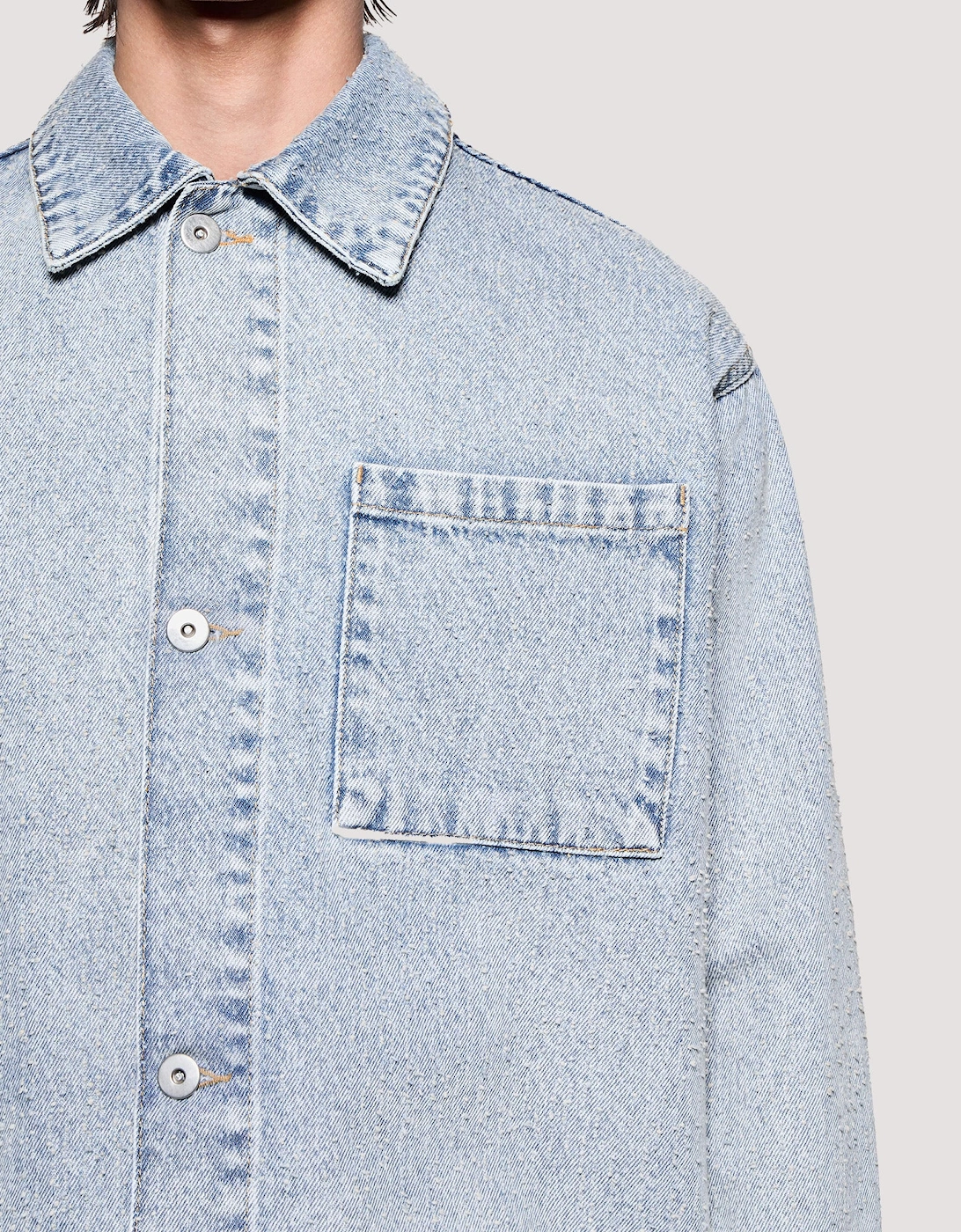 Box Fit Twisted Weave Trucker Jacket