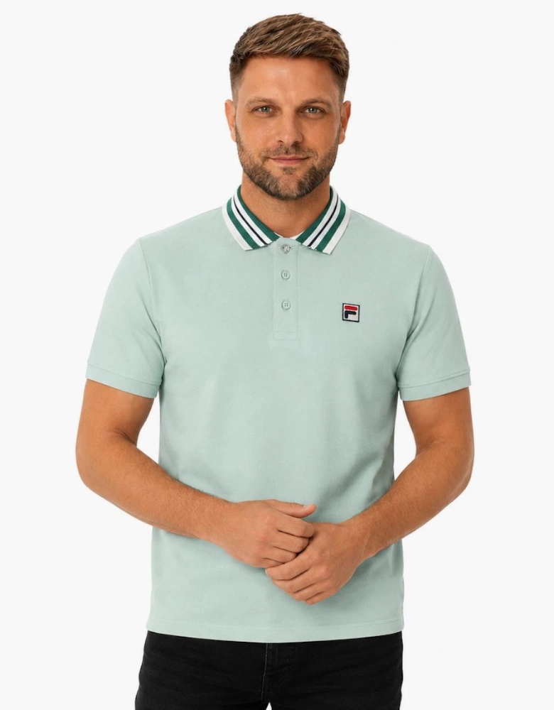 Fila Achille Heritage Contrast Collar Basic Polo Shirt Surf Spray