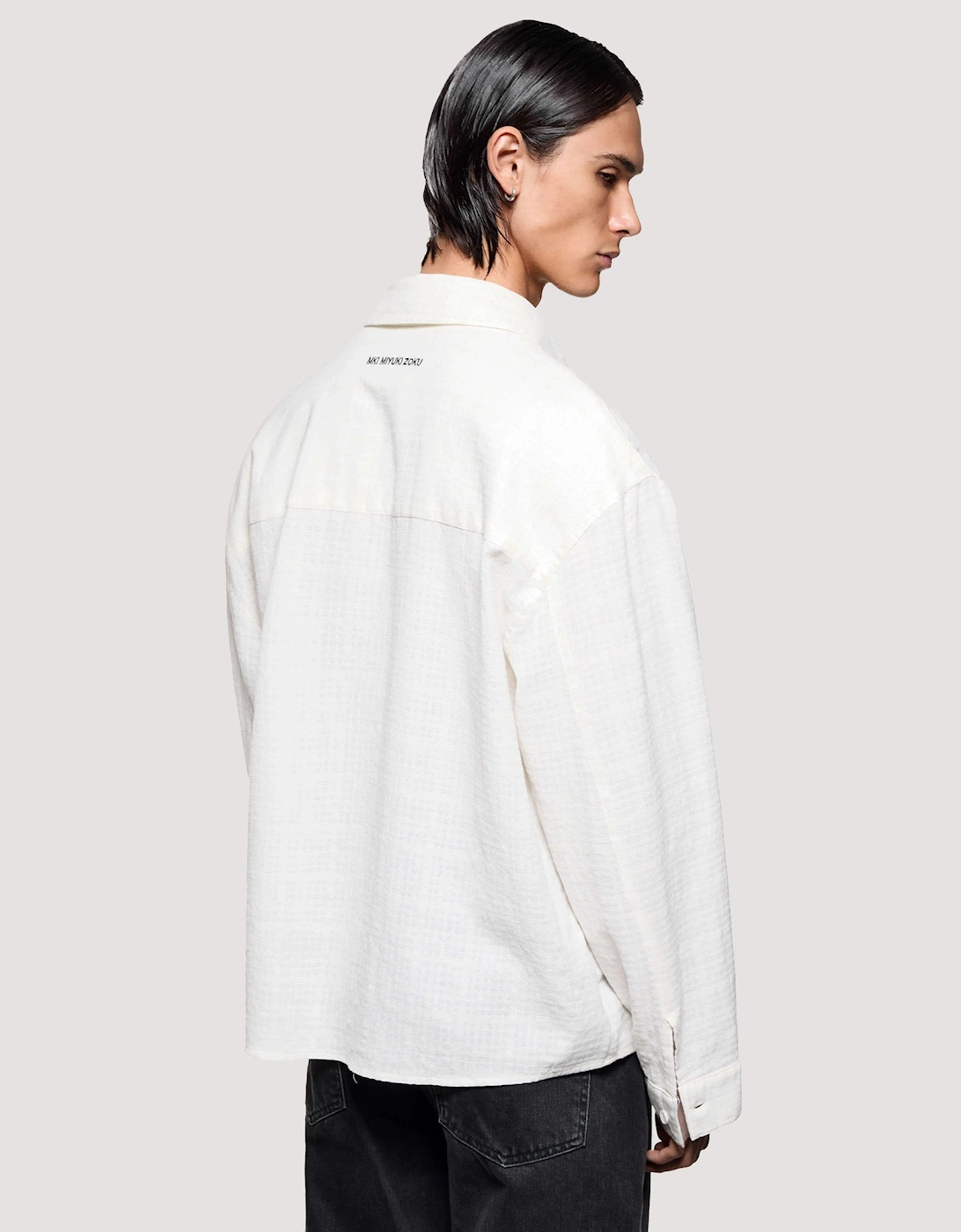 Box Fit Loose Weave Check Dress Shirt