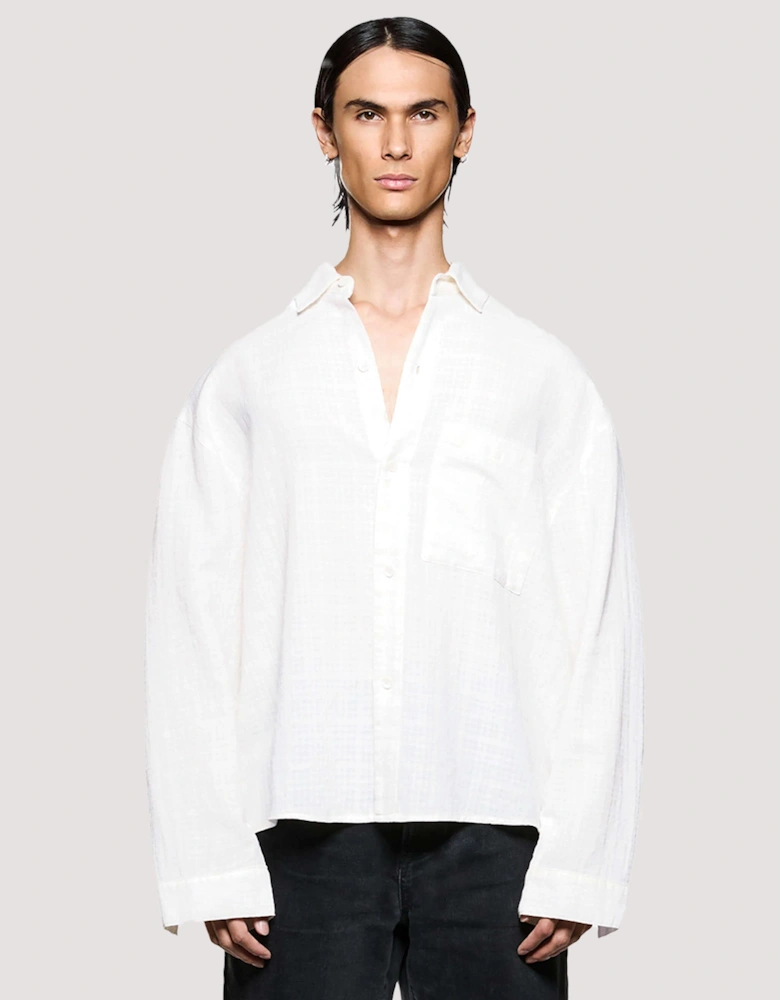 Box Fit Loose Weave Check Dress Shirt