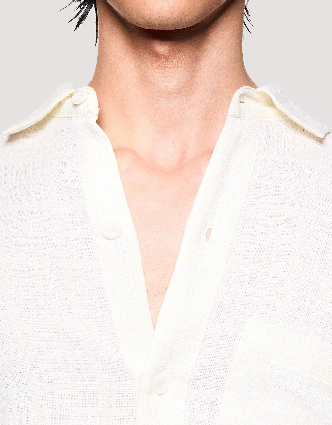Box Fit Loose Weave Check Dress Shirt