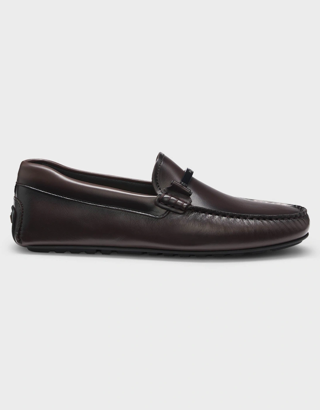 BOSS Orange Noel Mens Leather Driver Shoes with Branded Hardware - Dark Brown 205