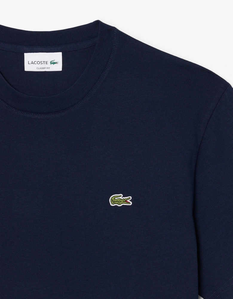 Lacoste Mens Classic Fit Cotton Jersey T-Shirt - Navy Blue 166