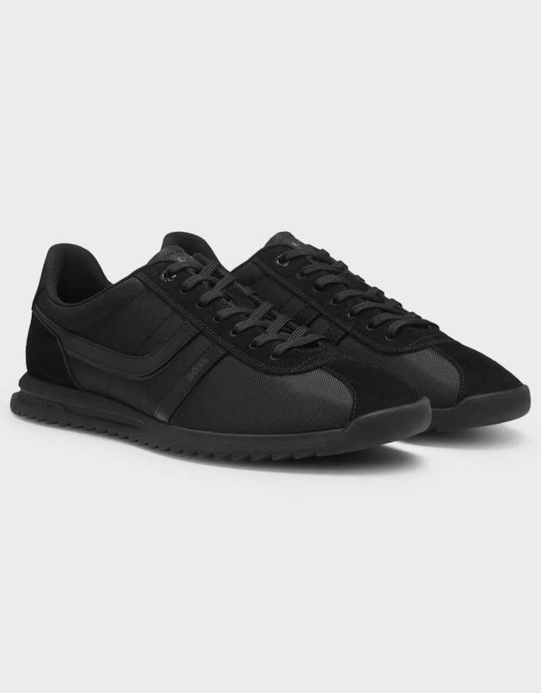 BOSS Orange Zayn Mens Low-Top Trainers with Faux-Leather Trims - Black 005