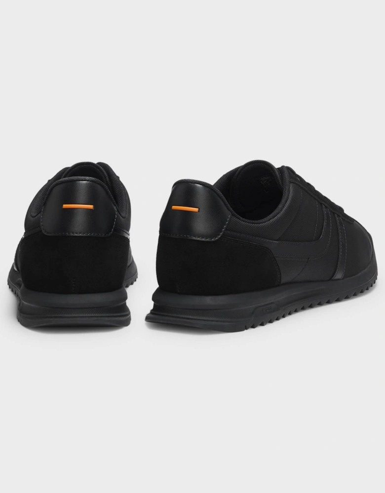 BOSS Orange Zayn Mens Low-Top Trainers with Faux-Leather Trims - Black 005
