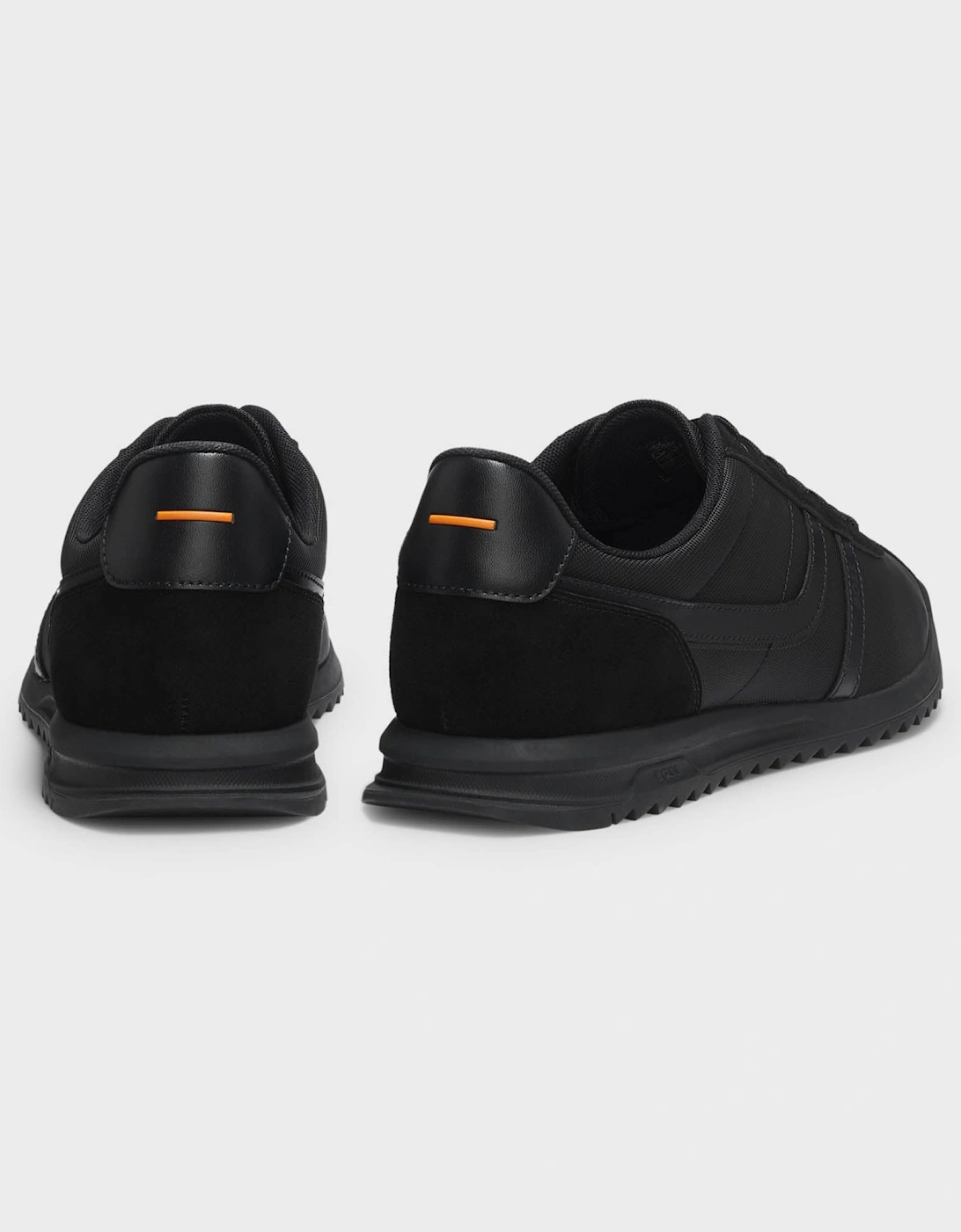 BOSS Orange Zayn Mens Low-Top Trainers with Faux-Leather Trims - Black 005