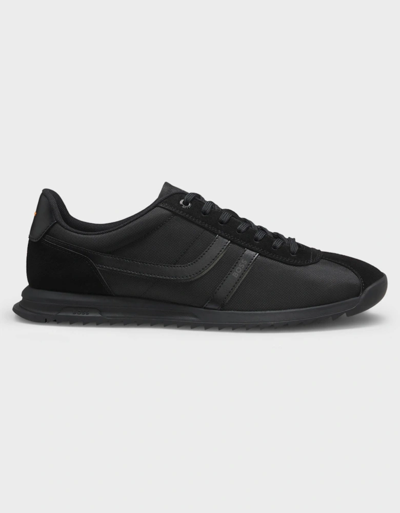 BOSS Orange Zayn Mens Low-Top Trainers with Faux-Leather Trims - Black 005