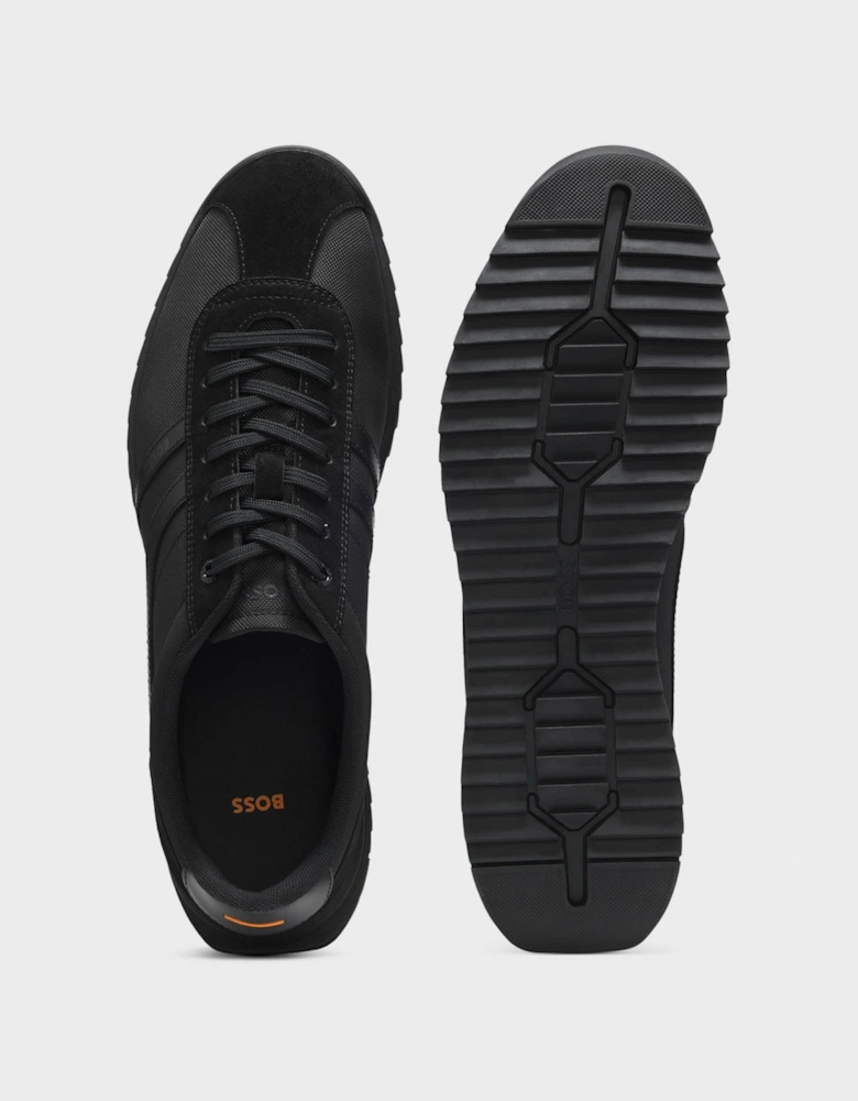 BOSS Orange Zayn Mens Low-Top Trainers with Faux-Leather Trims - Black 005