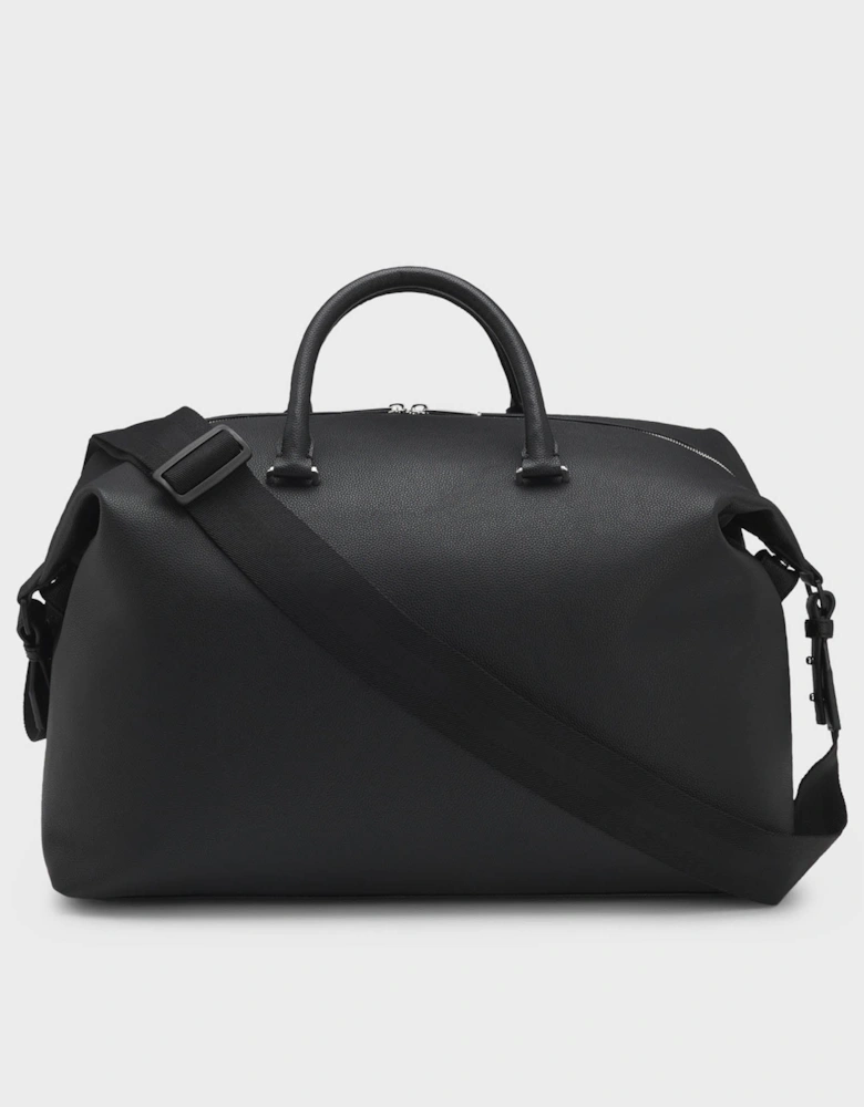 BOSS Orange Ray Mens Grainy Faux-Leather Holdall with Detachable Strap - Black 001