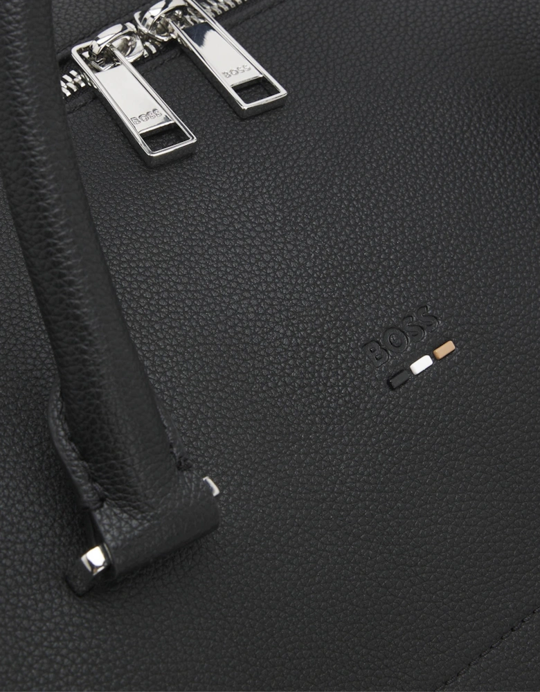 BOSS Orange Ray Mens Grainy Faux-Leather Holdall with Detachable Strap - Black 001