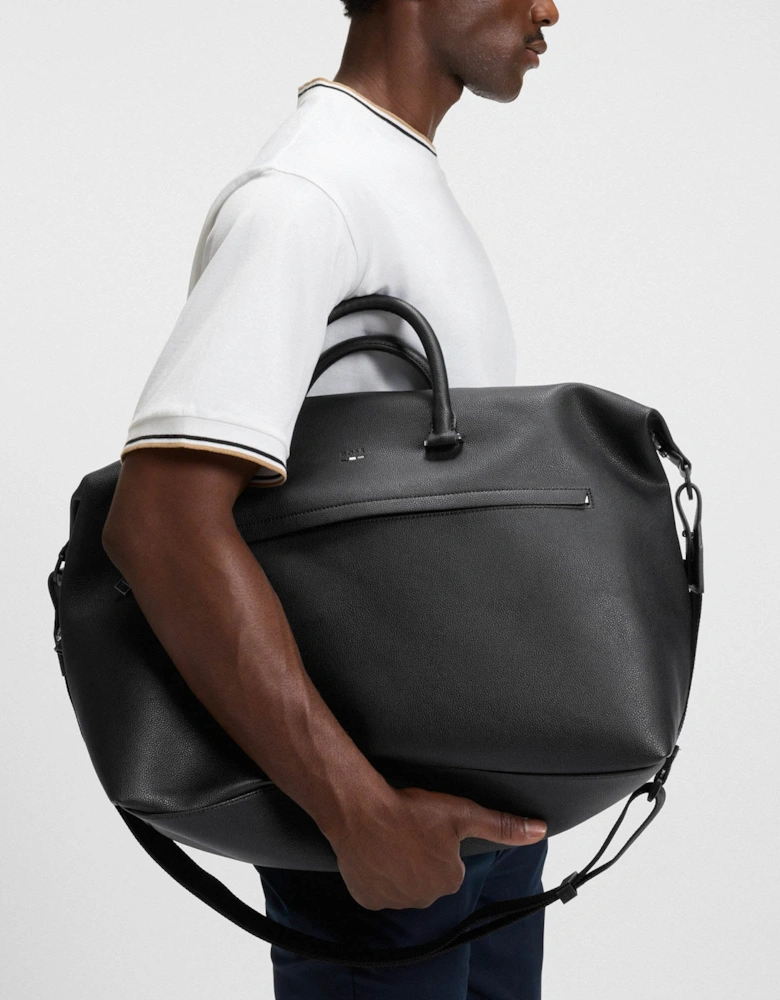 BOSS Orange Ray Mens Grainy Faux-Leather Holdall with Detachable Strap - Black 001