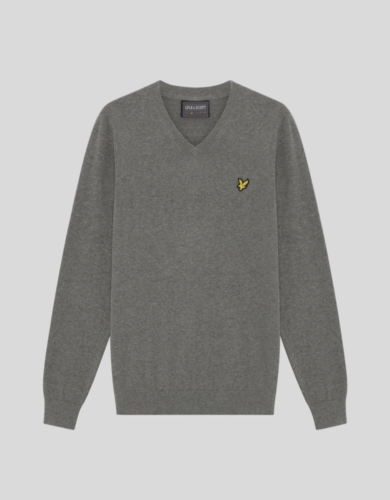 Cotton Blend V-Neck Jumper