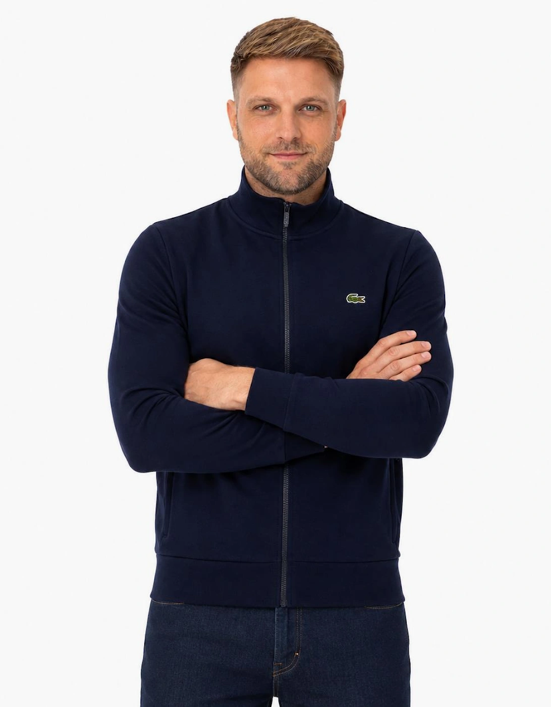 Lacoste Zip-Up High Neck Fleece Track Top Sweatshirt Midnight Blue