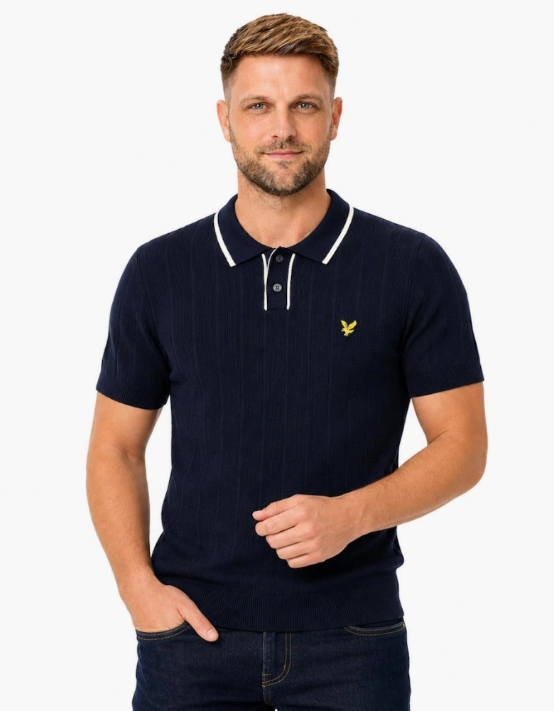 Lyle & Scott Pique Tipped Knitted Polo Shirt Dark Navy
