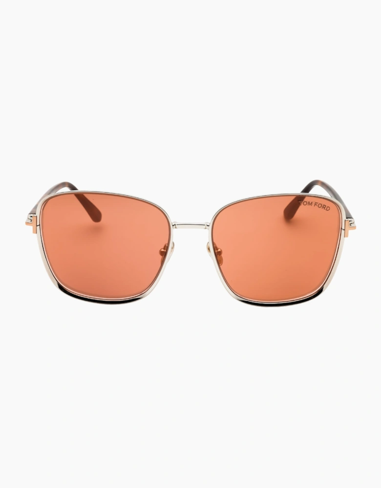 Tom Ford Shiny Dark Ruthenium Frame Brown Mirror Lensed Sunglasses