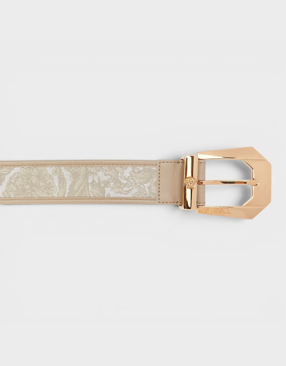 Logo Jacquard Belt Beige Gold