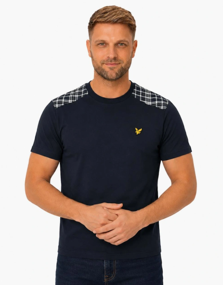 Lyle & Scott Check Panelled T-Shirt Dark Navy