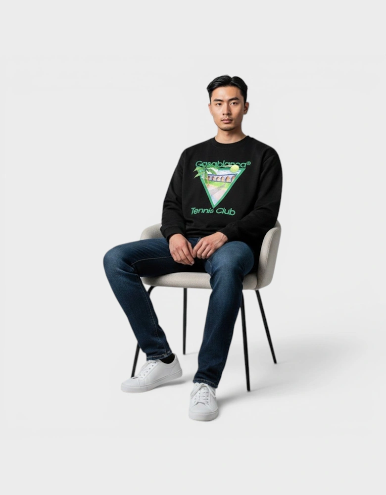 Tennis Club Icon Printed Sweatshirt Black