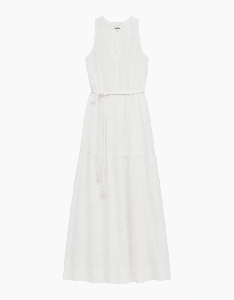 Petite Ivory Cheesecloth Rope Belt Dress