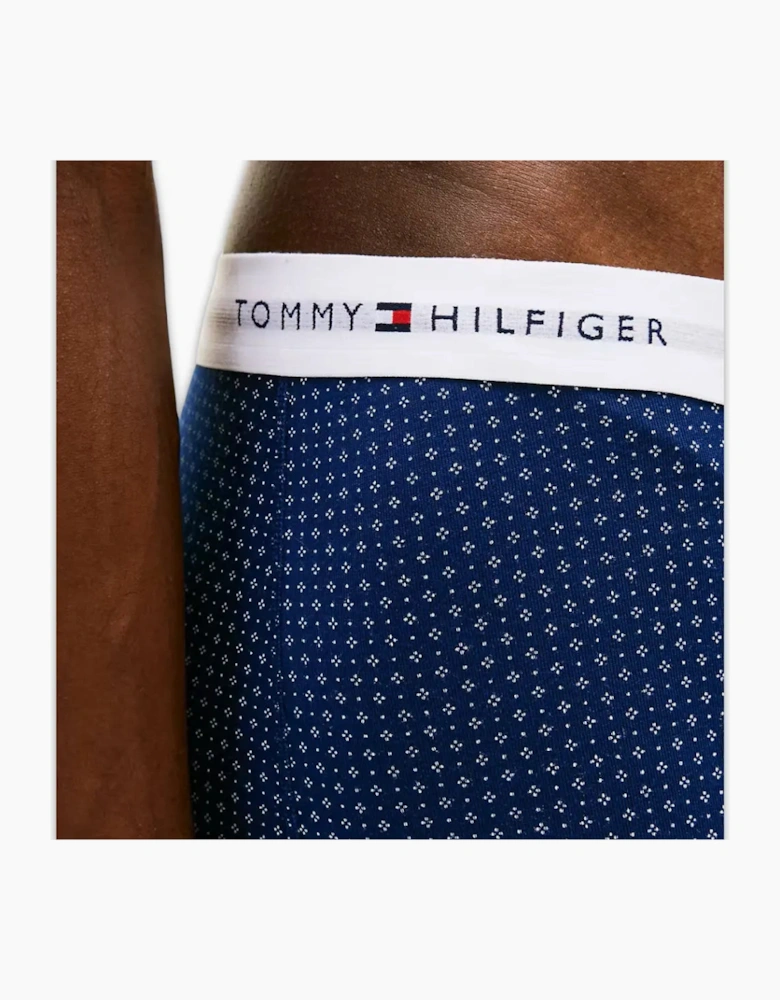 3-Pack Signature Cotton Mini Geo Boxer Trunks, Black/blue