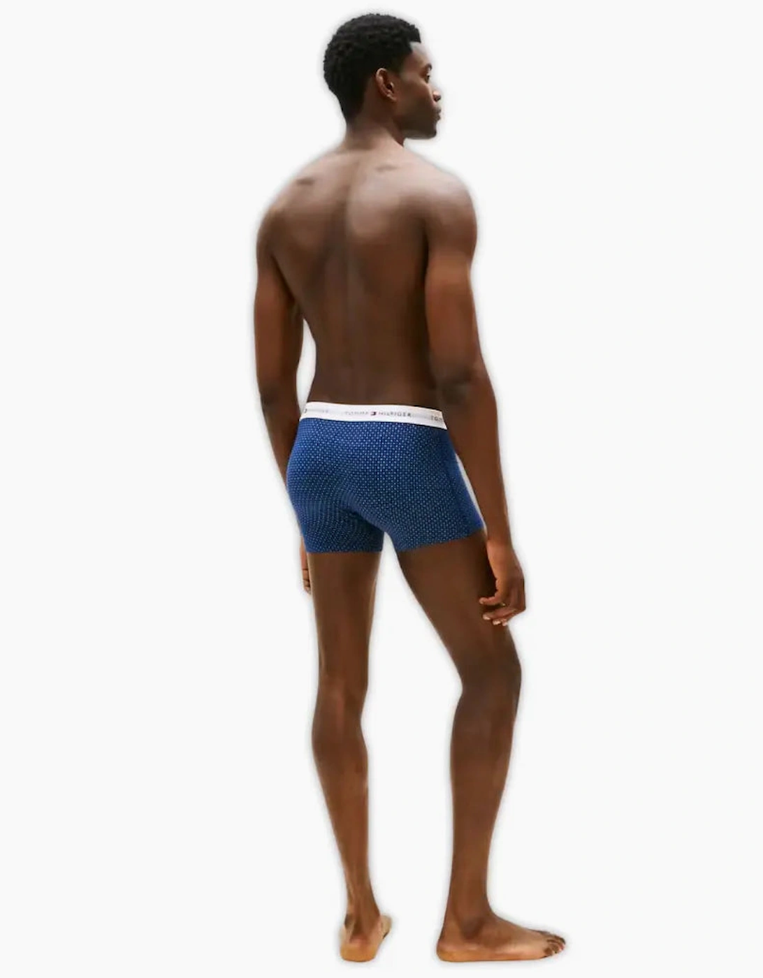 3-Pack Signature Cotton Mini Geo Boxer Trunks, Black/blue