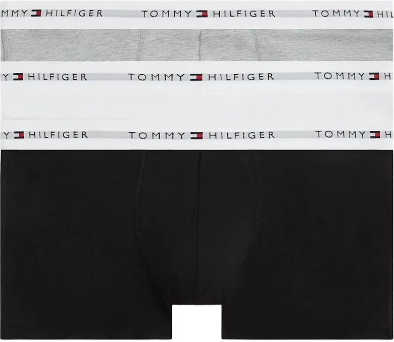 3-Pack Signature Cotton Low-Rise Boxer Trunks, Black/White/Grey