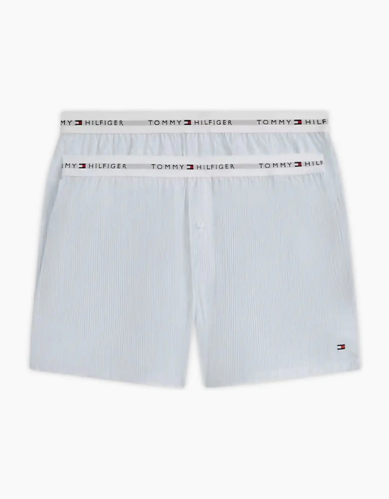 2-Pack Ithica Stripe Signature Cotton Boxer Shorts, Breezy Blue